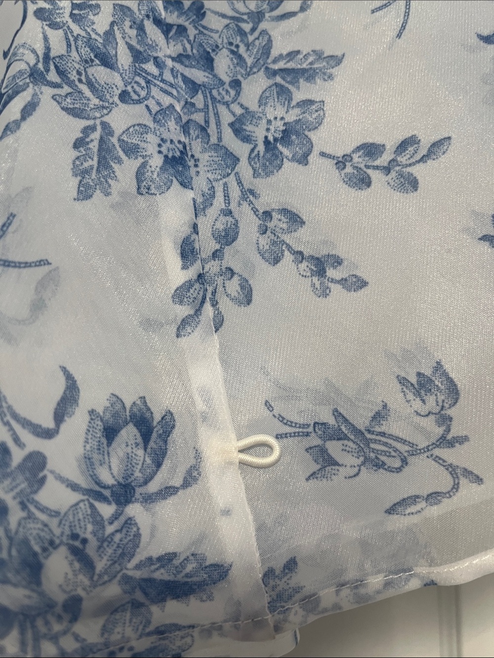 Selkie White and Blue Floral Mini Skirt with Ribbon Bows “Bed & Breakfast” - Picture 4 of 7